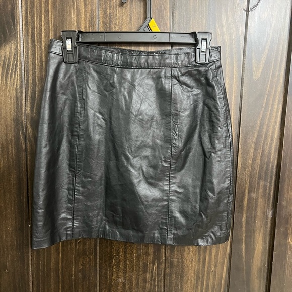 Vintage 1990s Genuine Leather NWT Deadstock Women's Pencil Mini Skirt Sz:9 / 10 - Picture 3 of 9